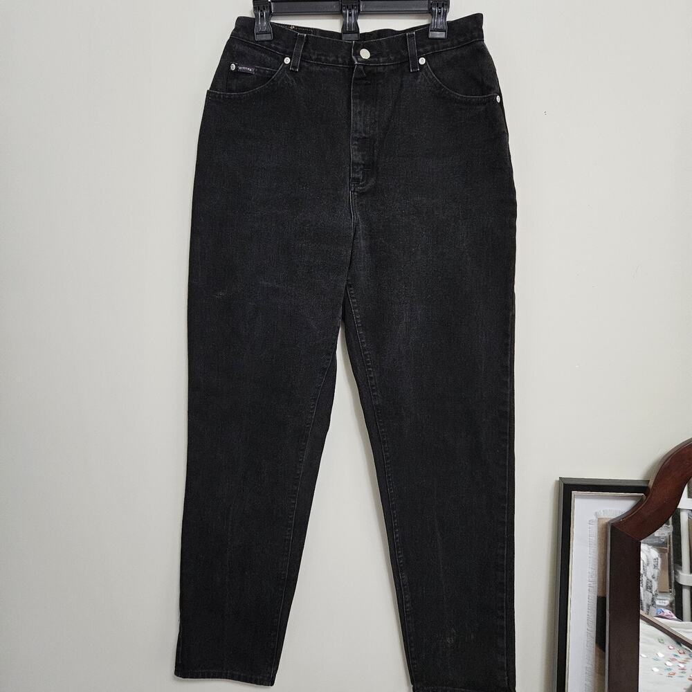 Vtg Riders By Lee Women's Size 32x33 High Rise Moms Black Denim Jeans Tapered